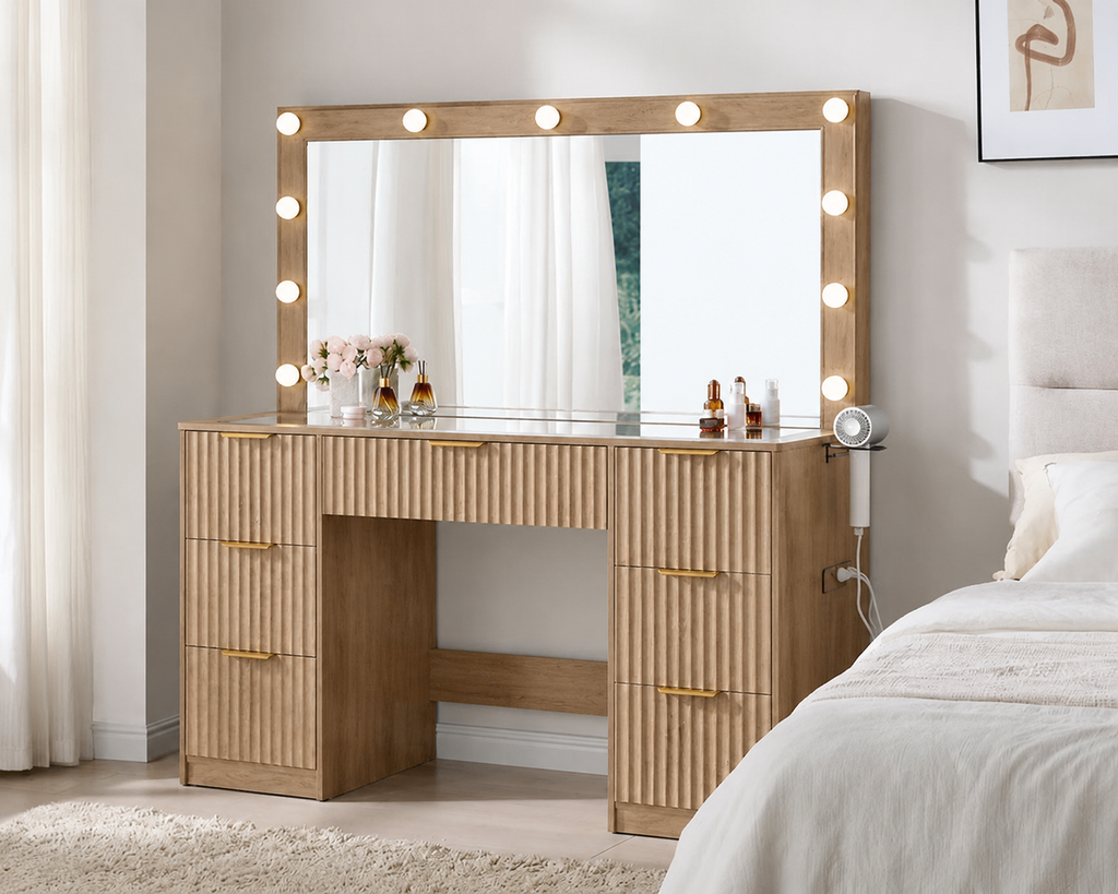 Vanity Desk with Mirror & Lights