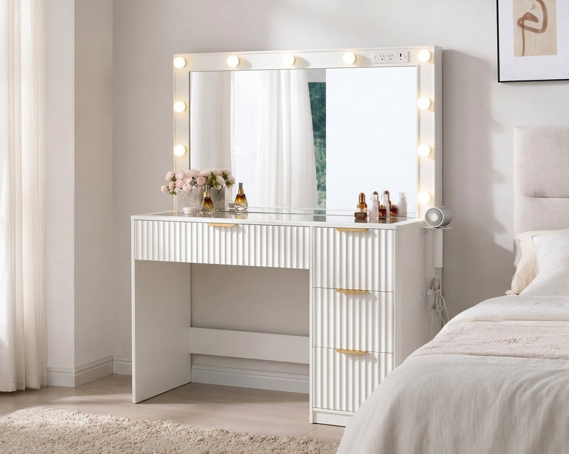 Vanity Desk with Mirror & Lights