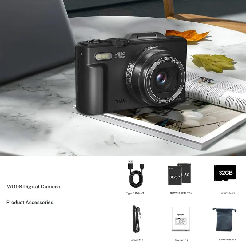 64MP 4K Digital Camera 18X Zoom & Flip Screen