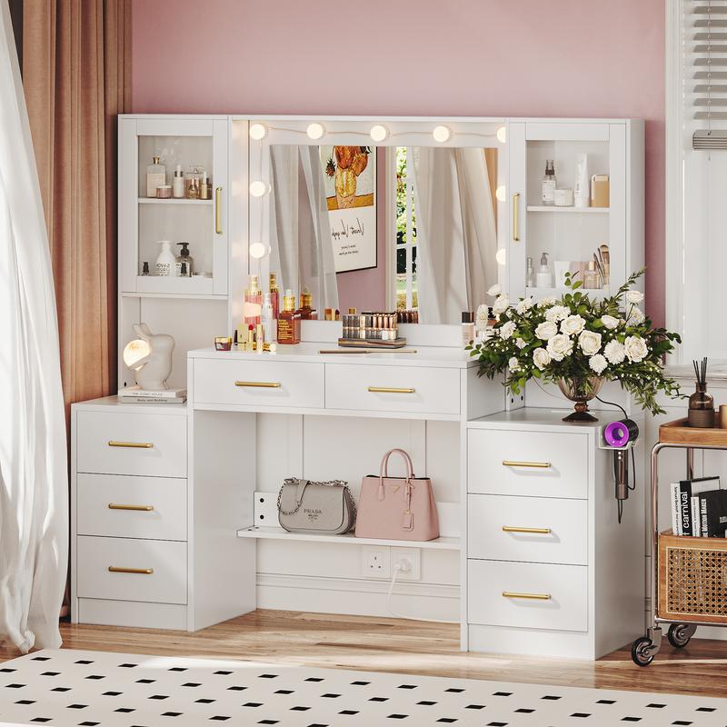 Makeup Vanity Table with Charging Station