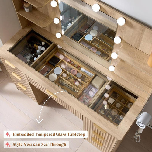 Vanity Desk with Mirror & Lights
