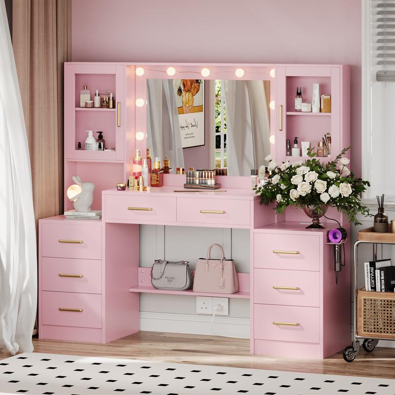 Makeup Vanity Table with Charging Station