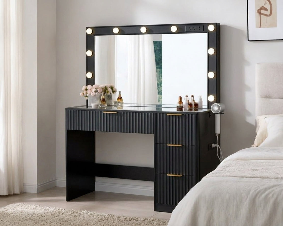 Vanity Desk with Mirror & Lights