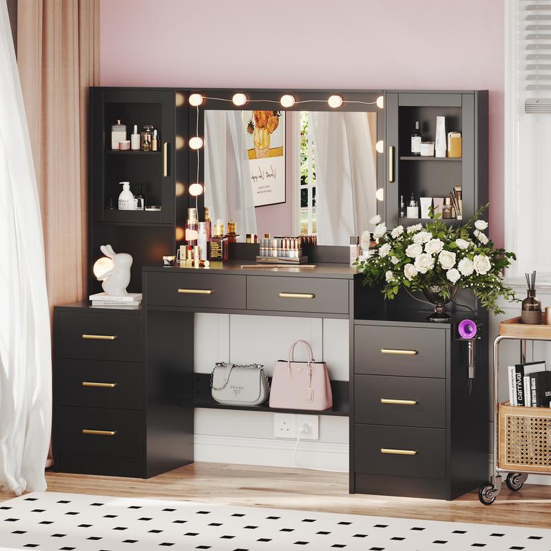 Makeup Vanity Table with Charging Station