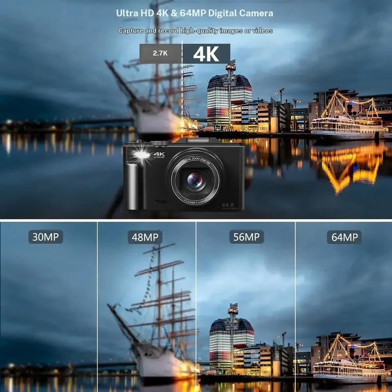64MP 4K Digital Camera 18X Zoom & Flip Screen