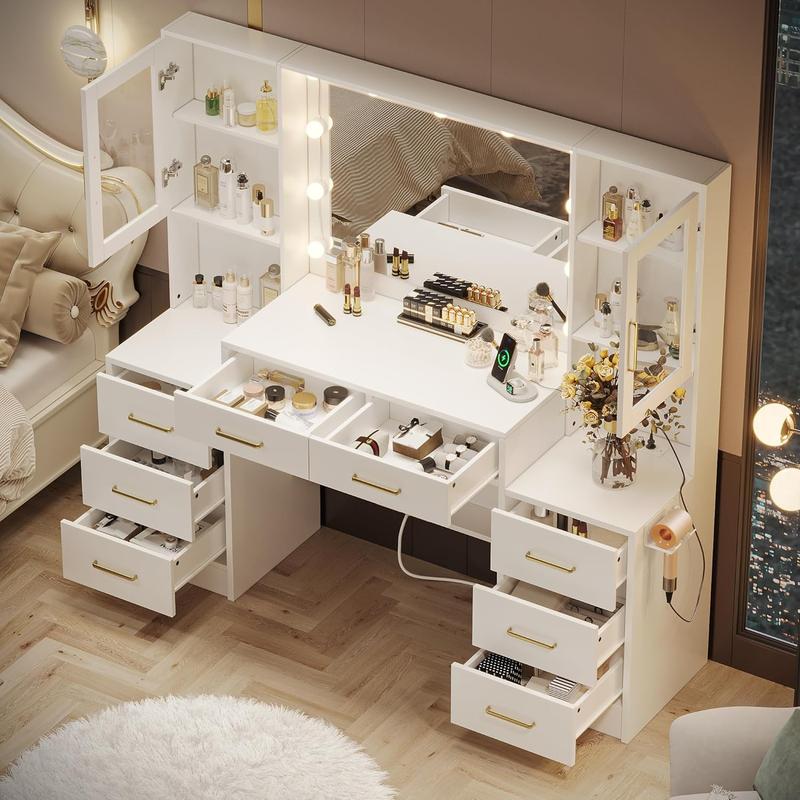 Makeup Vanity Table with Charging Station