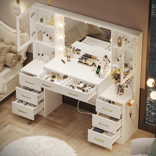 Makeup Vanity Table with Charging Station