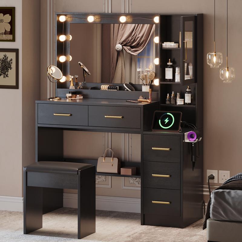 Makeup Vanity Table with Charging Station