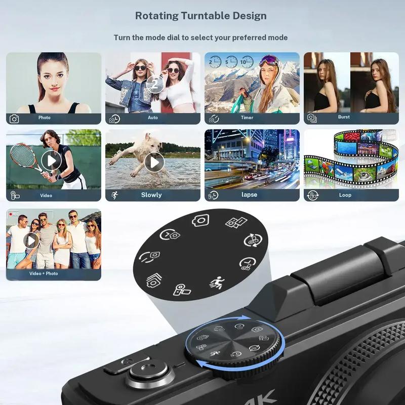 64MP 4K Digital Camera 18X Zoom & Flip Screen