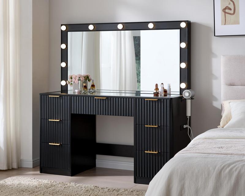 Vanity Desk with Mirror & Lights