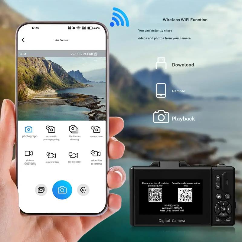 64MP 4K Digital Camera 18X Zoom & Flip Screen