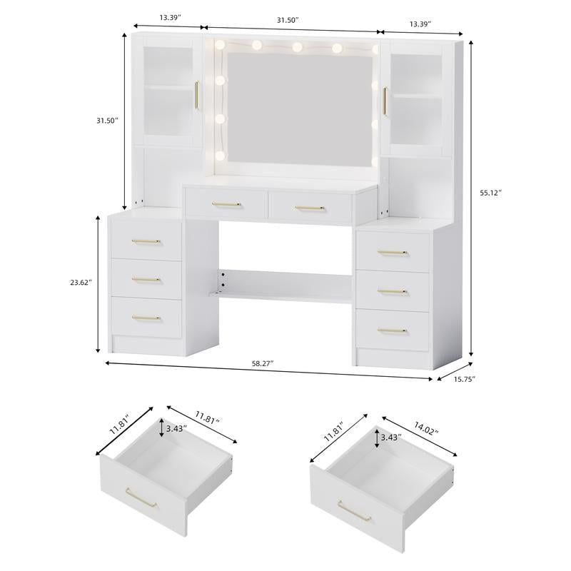 Makeup Vanity Table with Charging Station