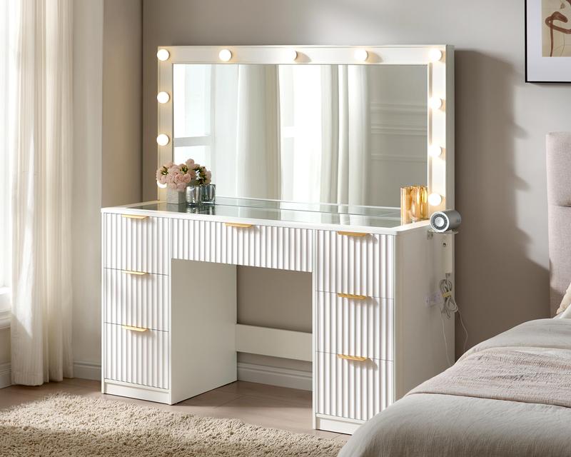 Vanity Desk with Mirror & Lights
