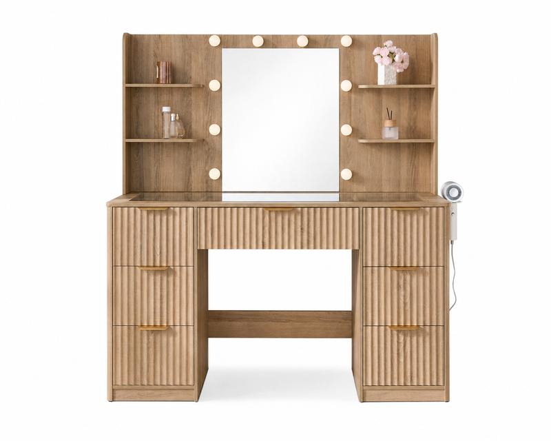 Vanity Desk with Mirror & Lights