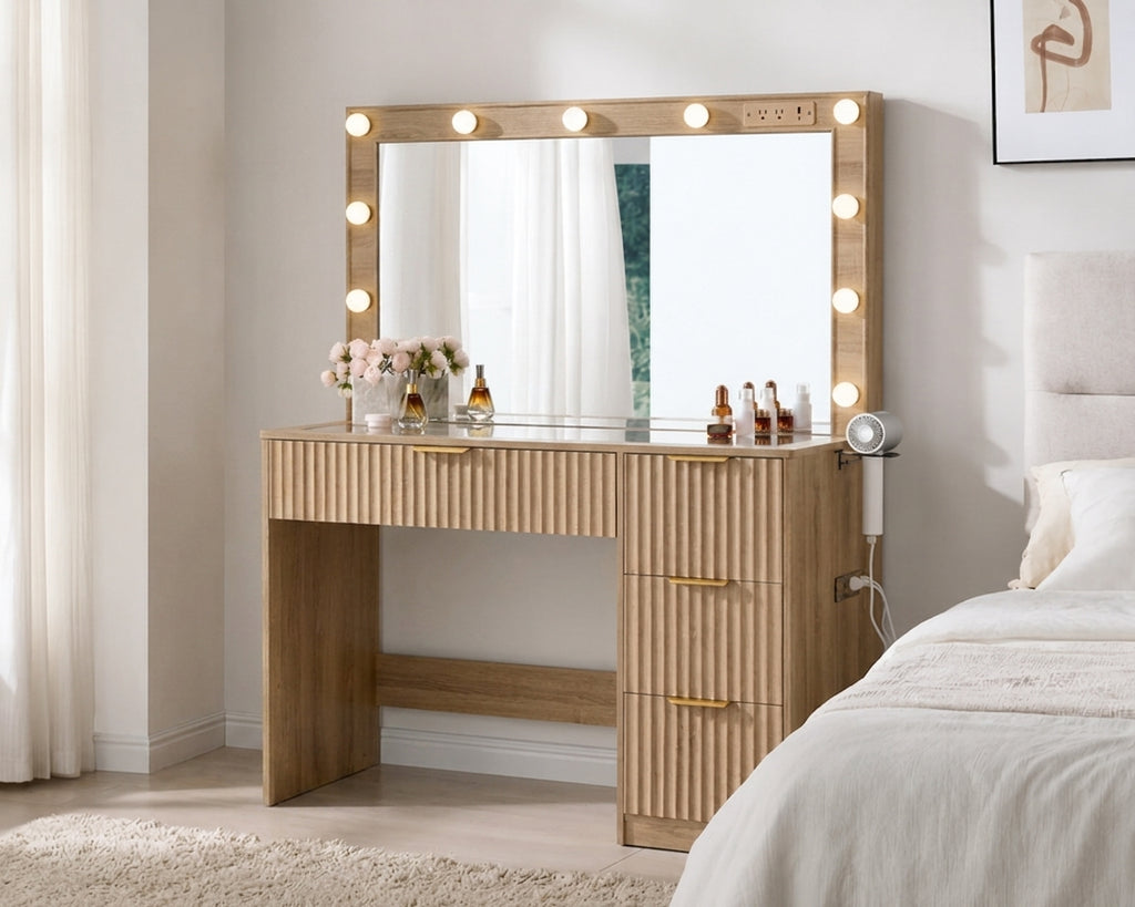 Vanity Desk with Mirror & Lights
